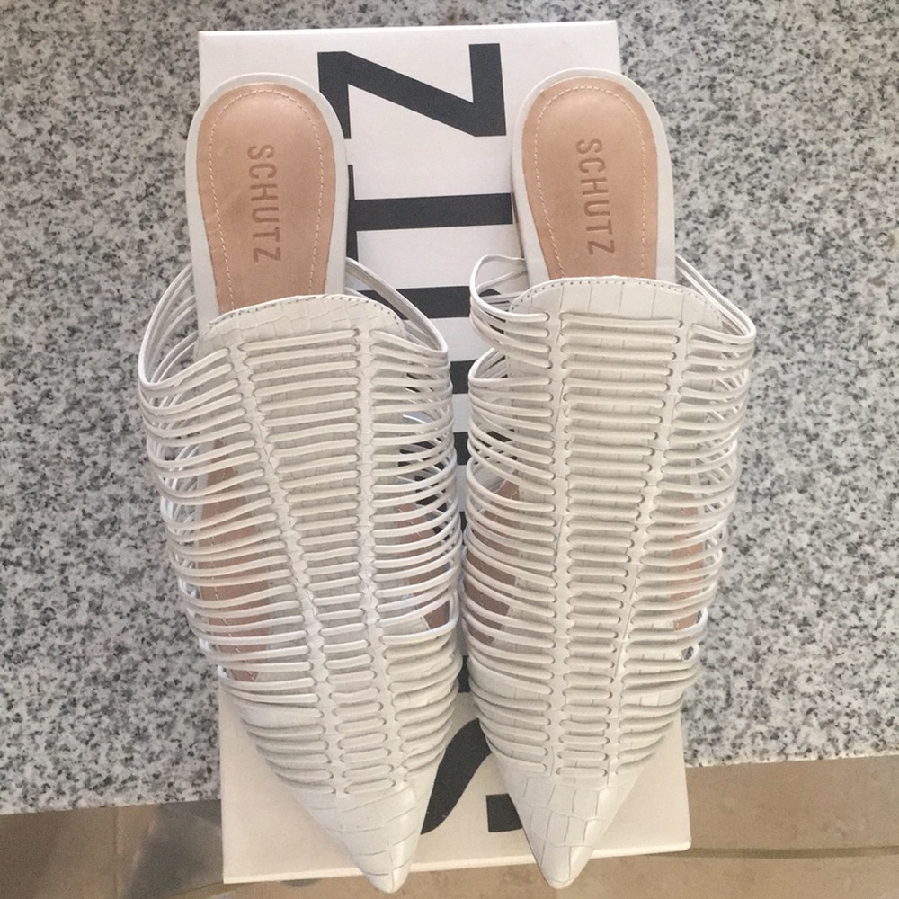 NIB Schutz Rosalyn Pointed Toe Mule Slides